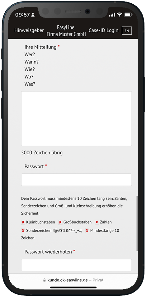 Eine Meldung kann auch über das Smartphone abgegeben werden. 